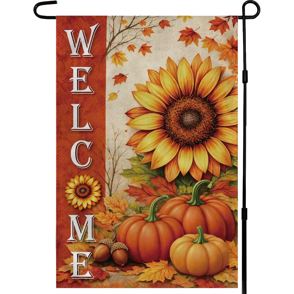 Fall Decor Sunflower Pumpkin Garden Flag