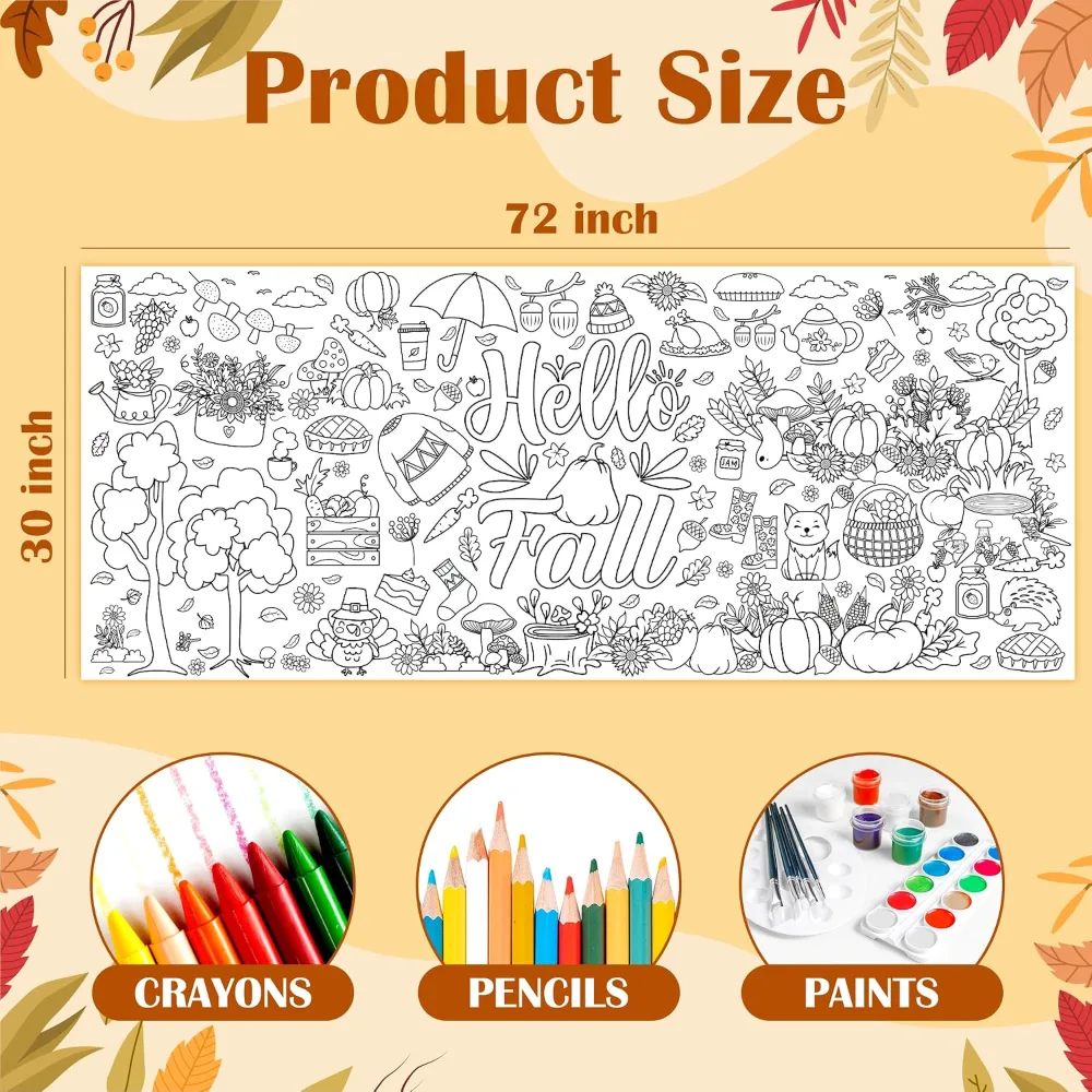 Fall Giant Coloring Poster/Tablecloth, view 2