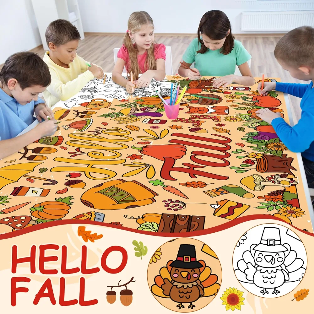 Fall Giant Coloring Poster/Tablecloth, view 4