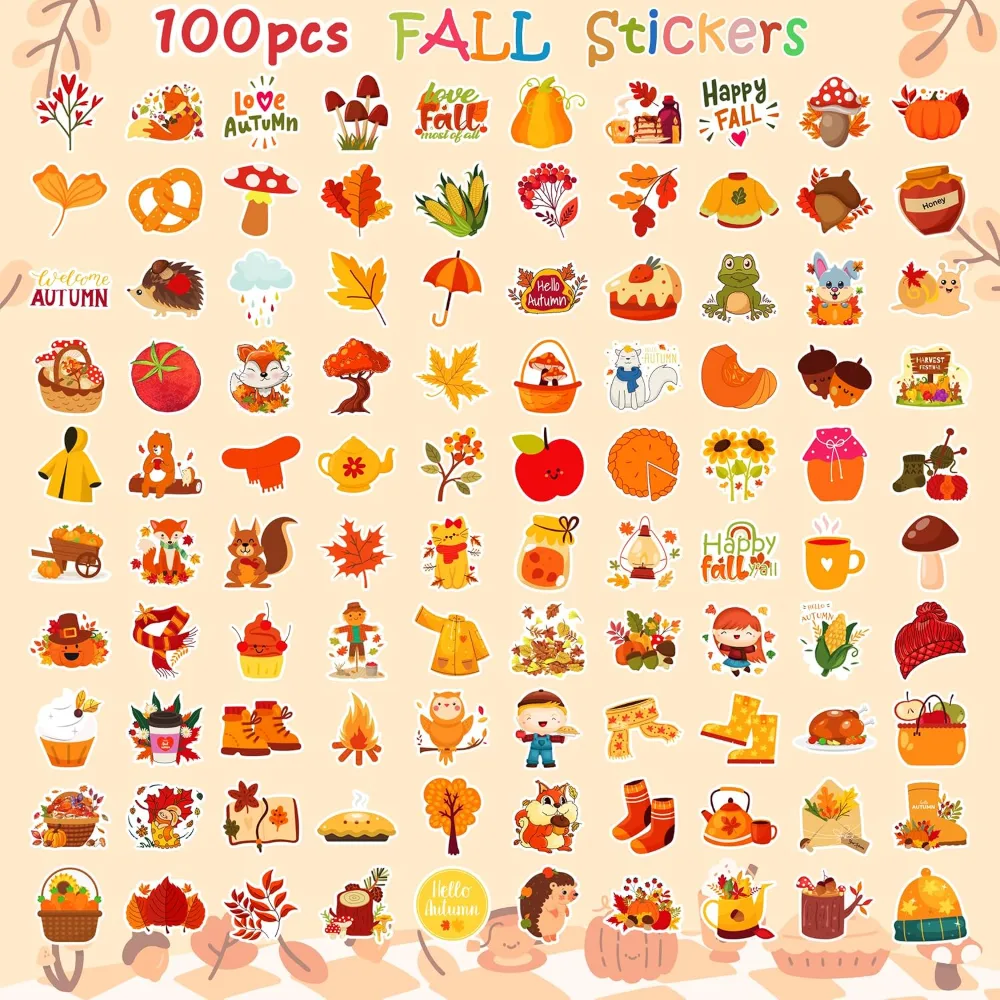 Fall Stickers 100 PCS Thanksgiving Stickers for Kids, view 2