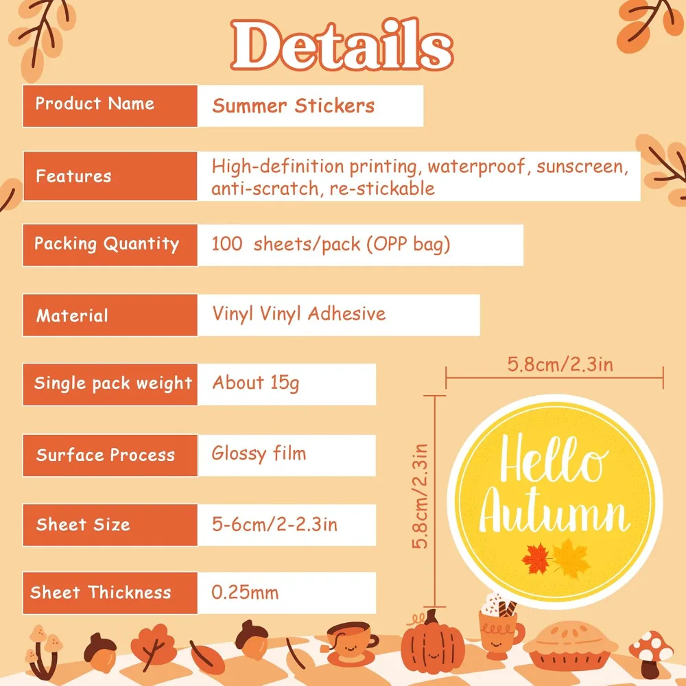 Fall Stickers 100 PCS Thanksgiving Stickers for Kids, view 6