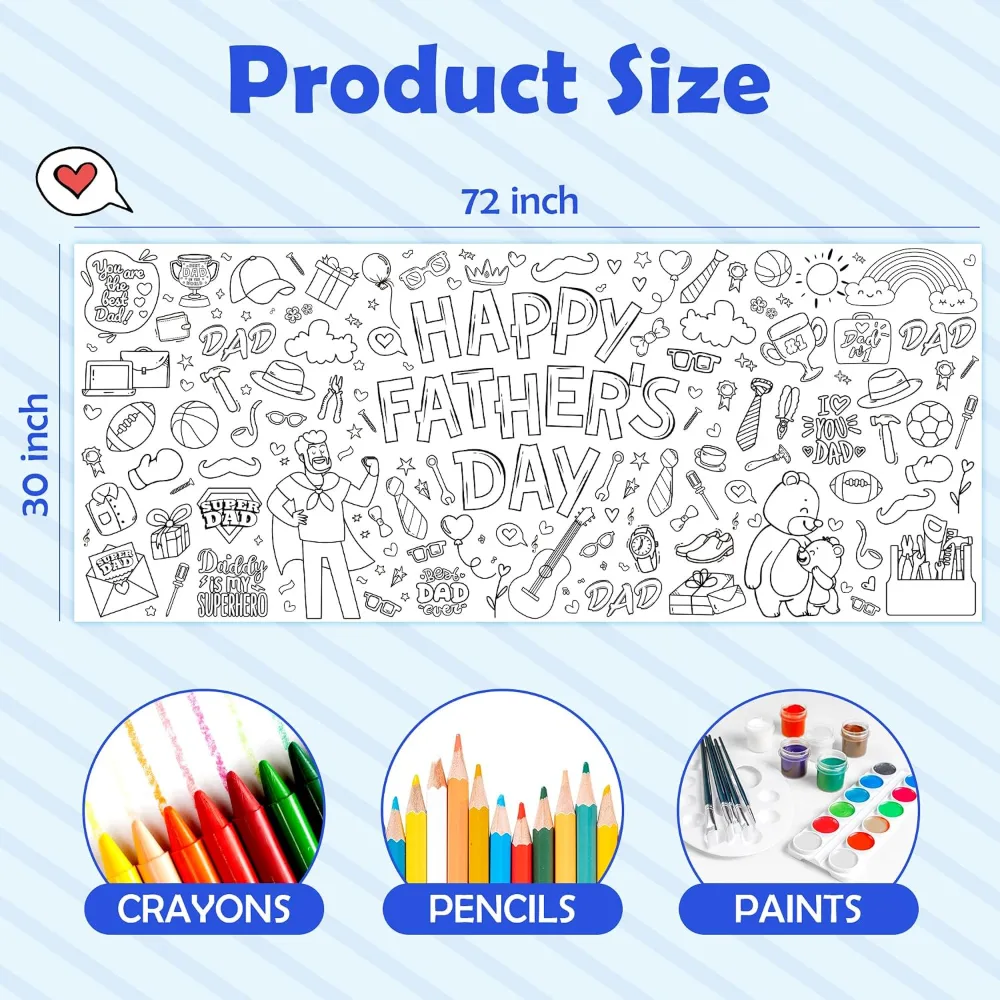 Fathers Day Giant Coloring Poster/Tablecloth, view 2