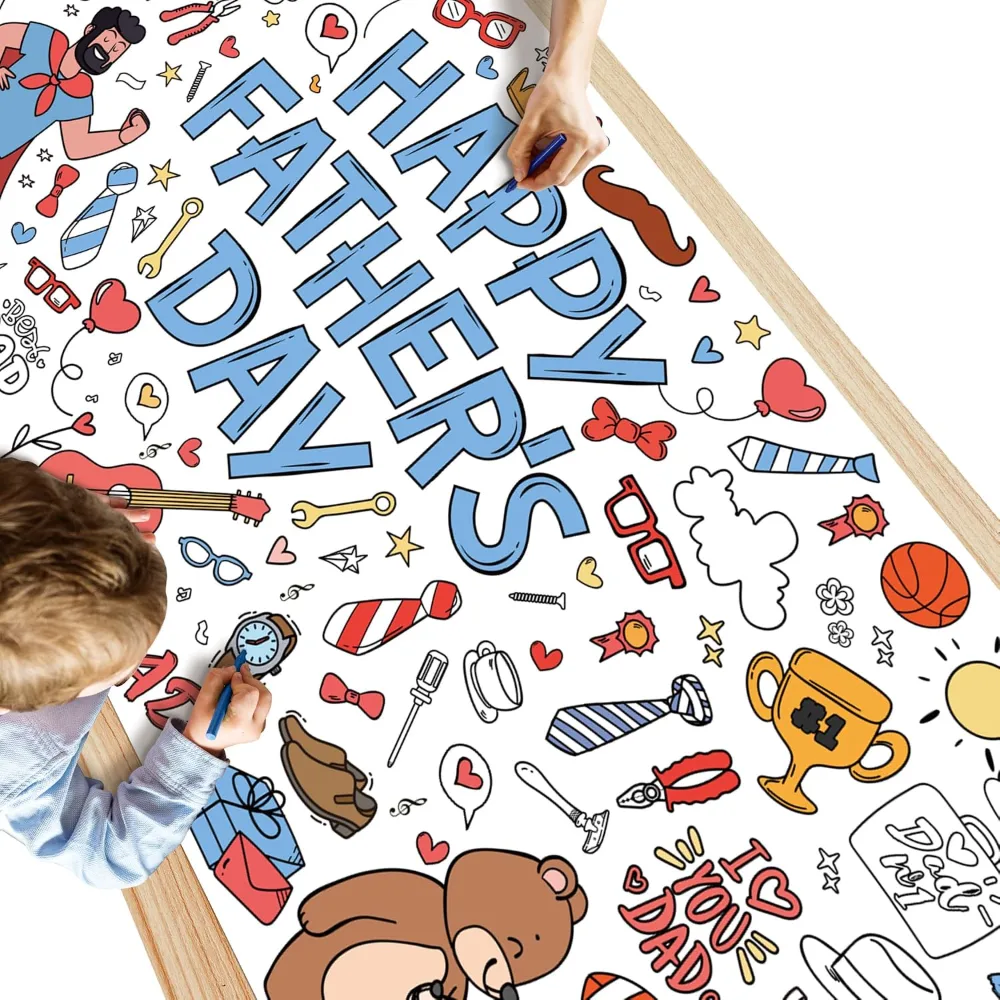 Fathers Day Giant Coloring Poster/Tablecloth, view 3