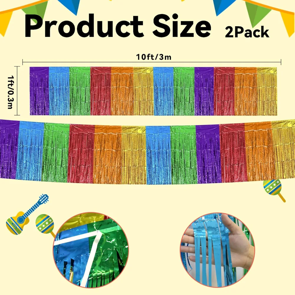 Fiesta Party Decorations 2 Pack Cinco De Mayo Fringe Streamers, view 2