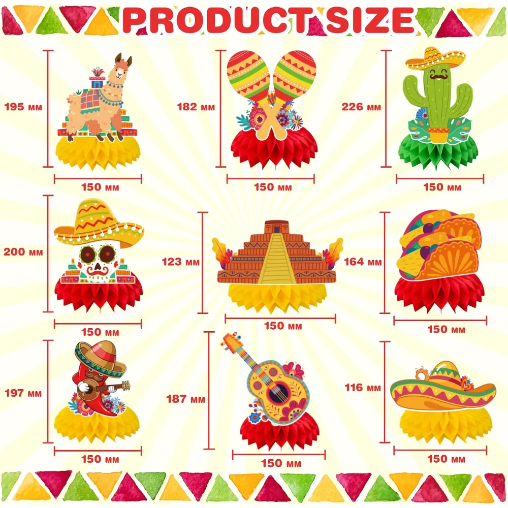 Fiesta Party Decorations Cinco De Mayo Honeycomb for Table, view 2