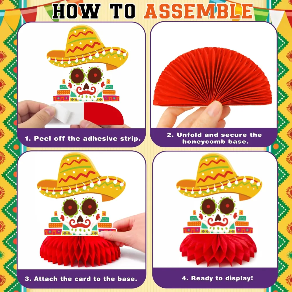 Fiesta Party Decorations Cinco De Mayo Honeycomb for Table, view 3