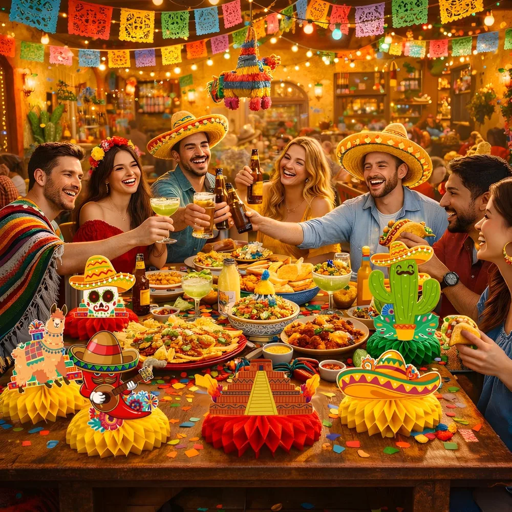 Fiesta Party Decorations Cinco De Mayo Honeycomb for Table, view 5