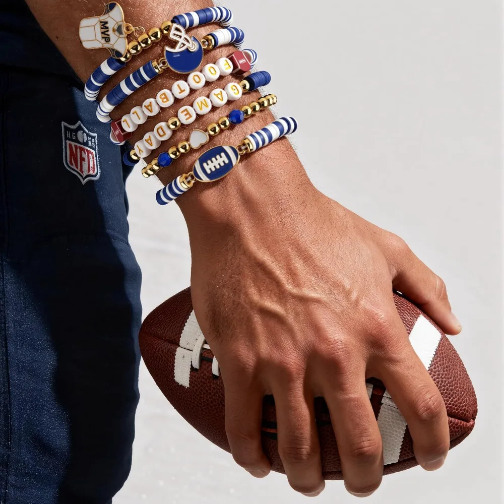 Football Accessories 6 Pack Game Day Bracelets, view 2