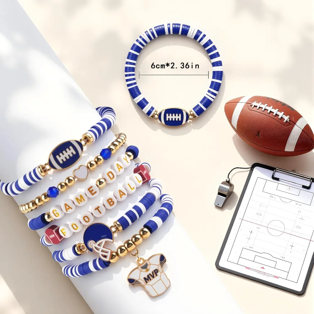 Football Accessories 6 Pack Game Day Bracelets, view 3