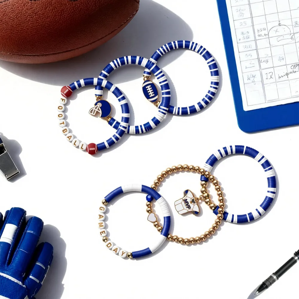 Football Accessories 6 Pack Game Day Bracelets, view 4