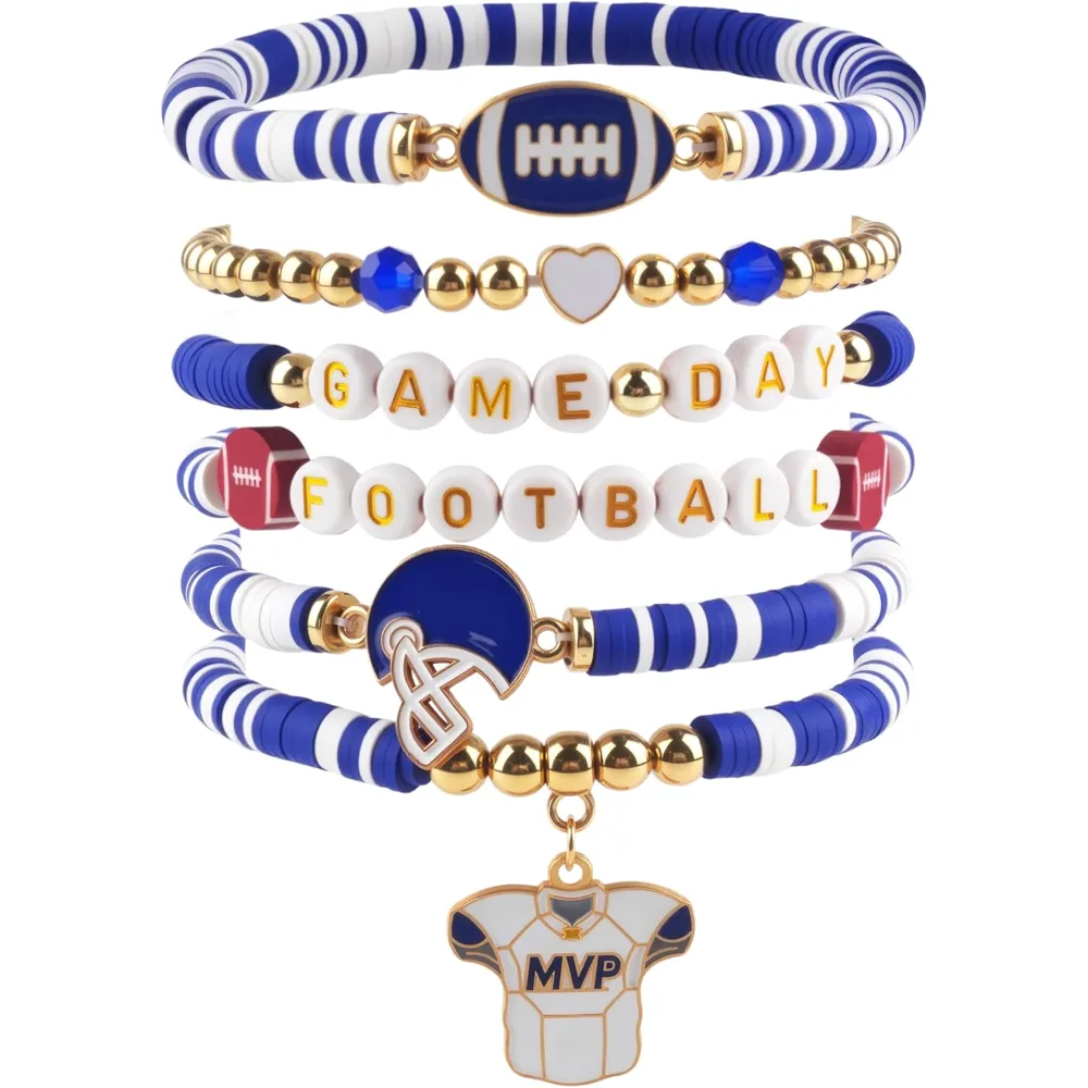 Football Accessories 6 Pack Game Day Bracelets