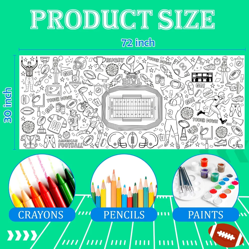 Football Giant Coloring Poster/Tablecloth, view 2