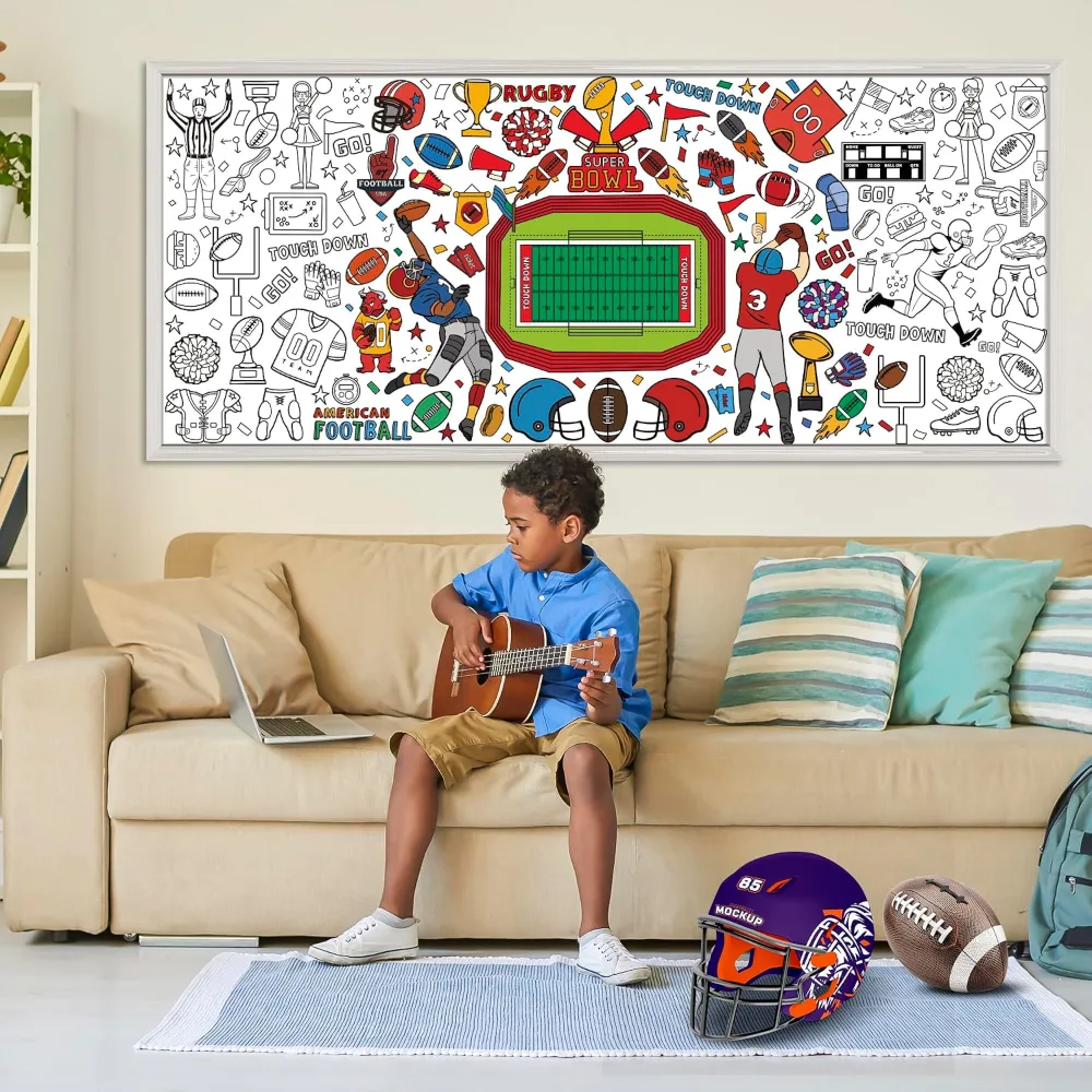 Football Giant Coloring Poster/Tablecloth, view 5