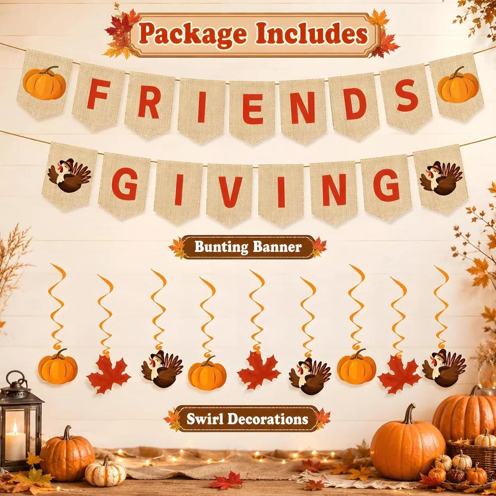 Friendsgiving Party Decorations FRIENDSGIVING Banner Turkey, view 2