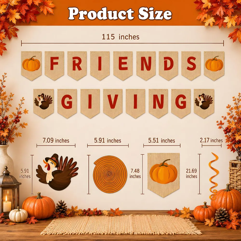 Friendsgiving Party Decorations FRIENDSGIVING Banner Turkey, view 3