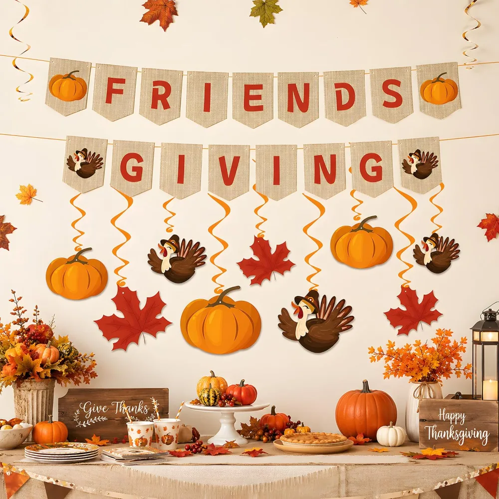 Friendsgiving Party Decorations FRIENDSGIVING Banner Turkey, view 5