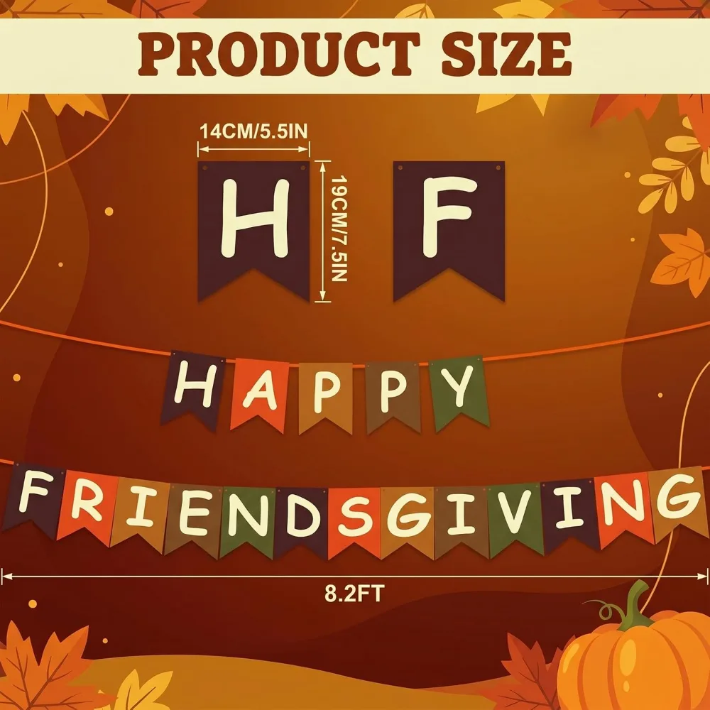 Friendsgiving Party Decorations HAPPY FRIENDSGIVING Banner, view 2