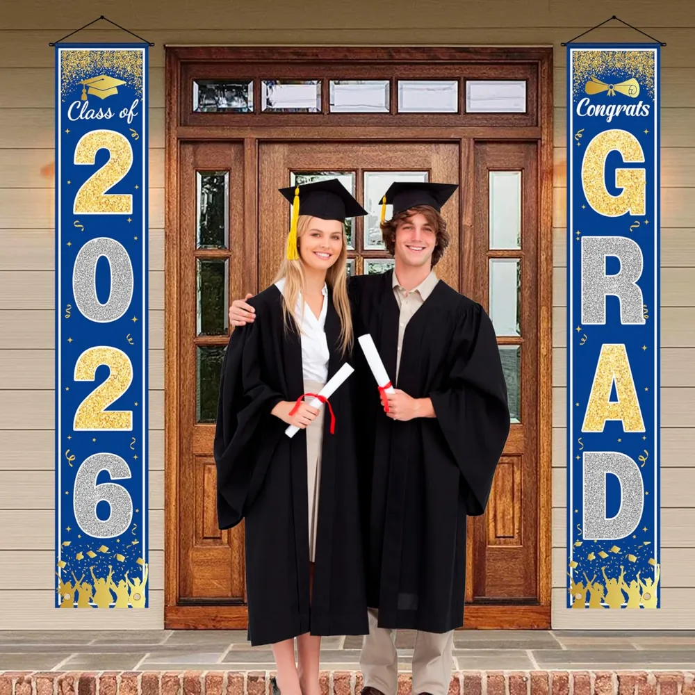 Graduation Decorations 2026 2027- Blue Gold Congrats Grad, view 2