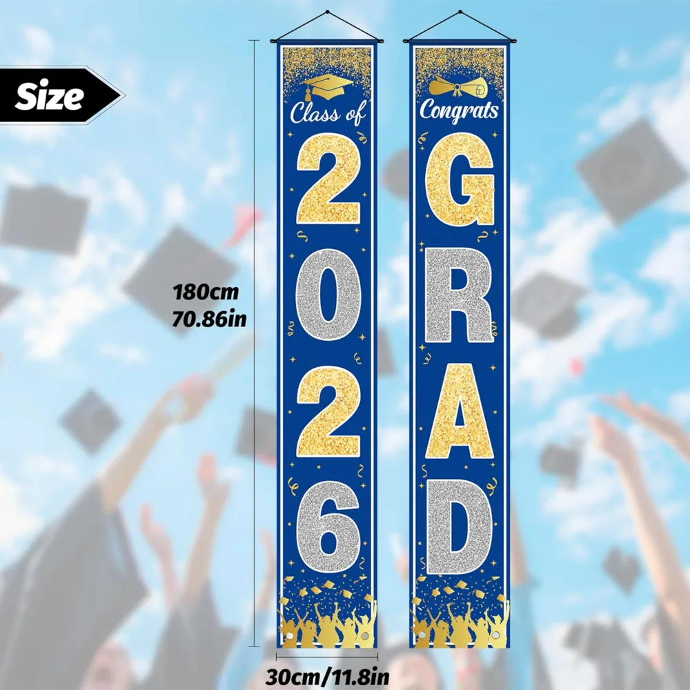 Graduation Decorations 2026 2027- Blue Gold Congrats Grad, view 3