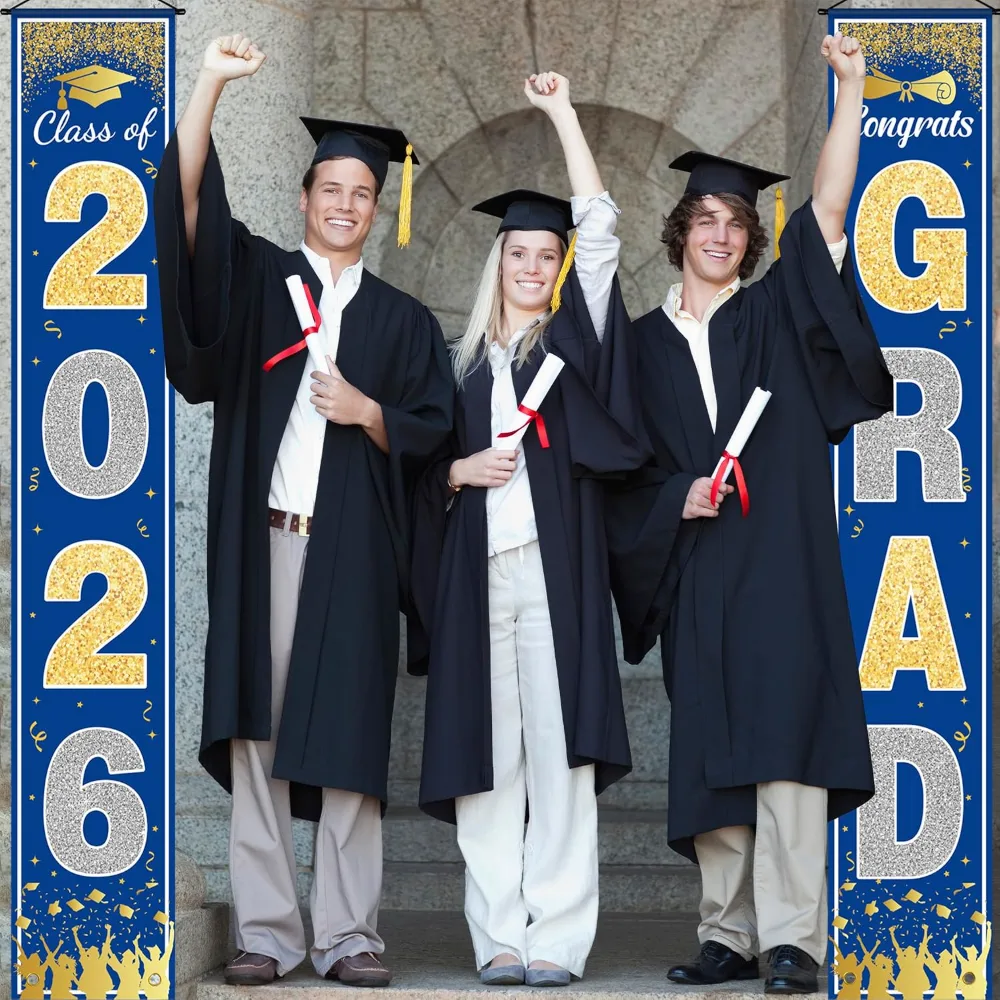 Graduation Decorations 2026 2027- Blue Gold Congrats Grad, view 5