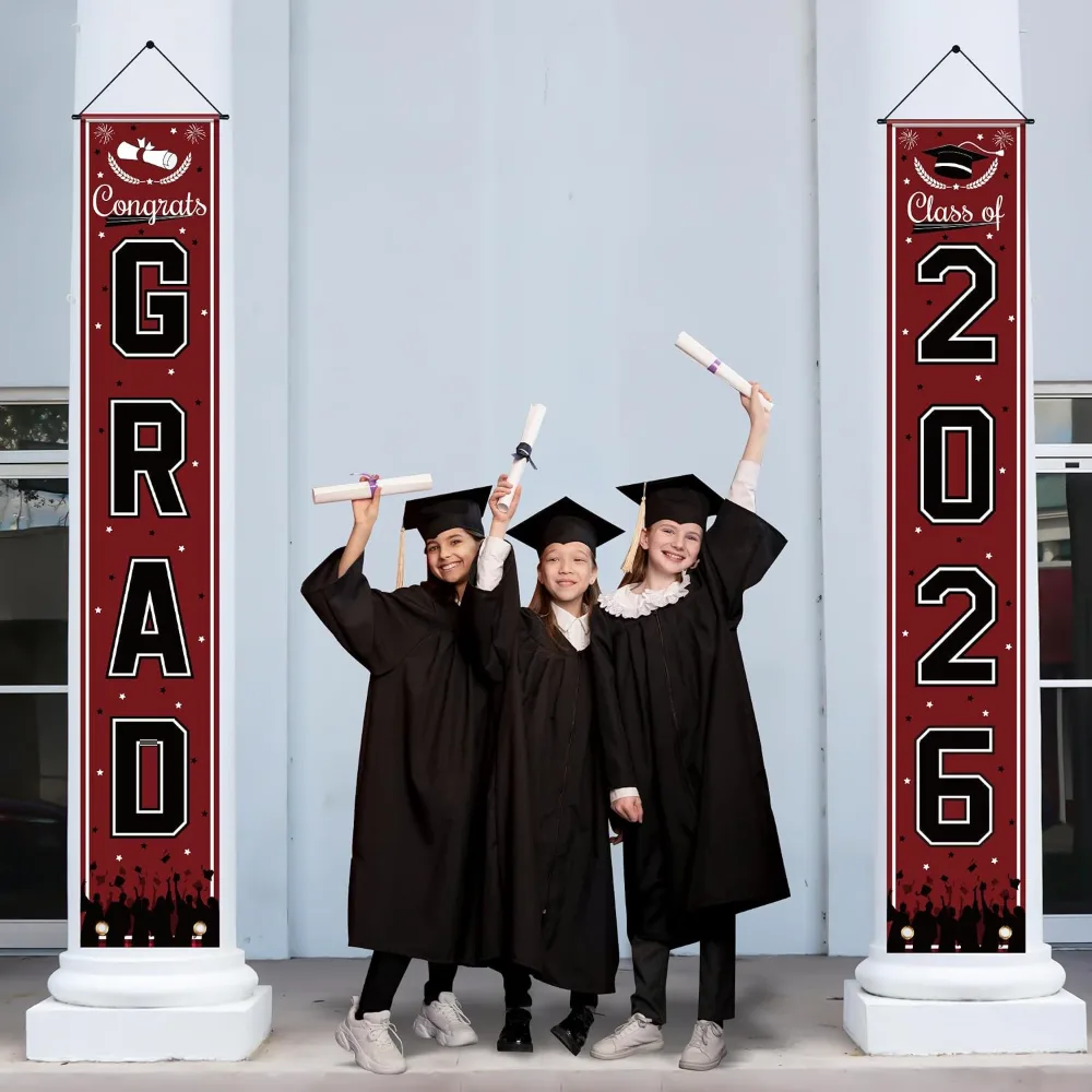 Graduation Decorations 2026 2027- Maroon Congrats Grad Porch, view 5