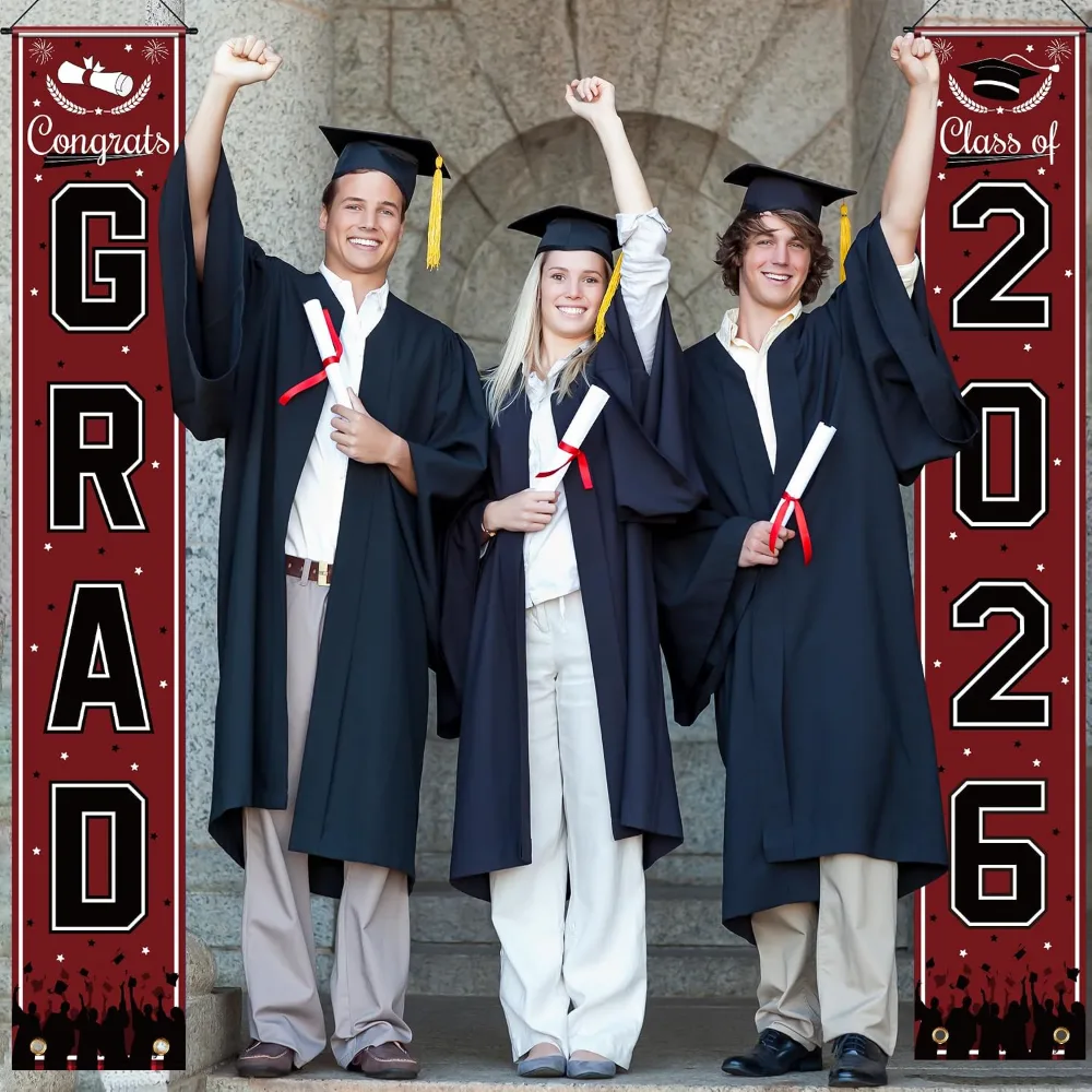 Graduation Decorations 2026 2027- Maroon Congrats Grad Porch, view 6
