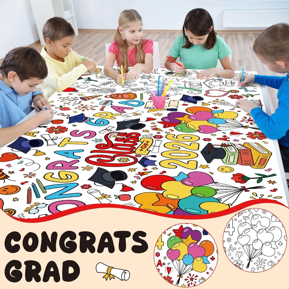 Graduation Giant Coloring Poster/Tablecloth, view 4