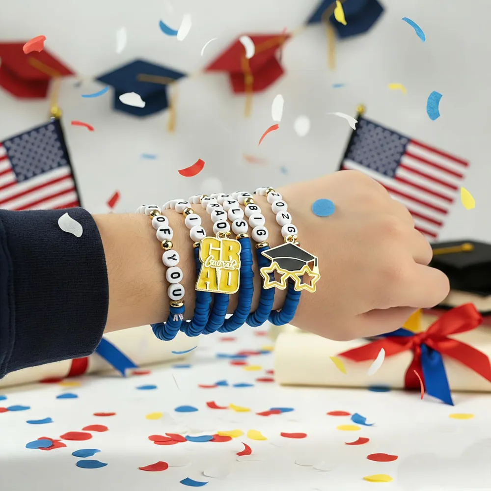 Graduation Gifts 6 Pack Blue Graduation Bracelets for Her, view 2