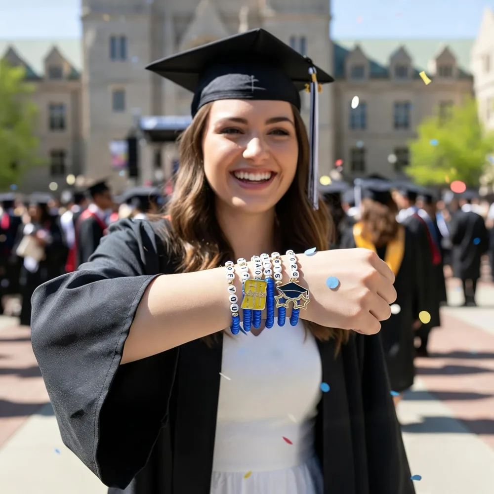 Graduation Gifts 6 Pack Blue Graduation Bracelets for Her, view 4