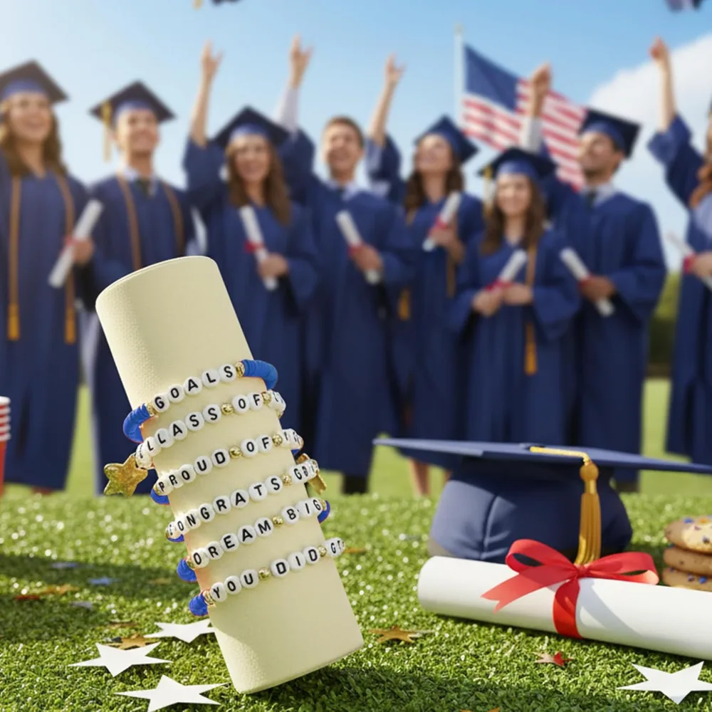 Graduation Gifts 6 Pack Blue Graduation Bracelets for Her, view 6