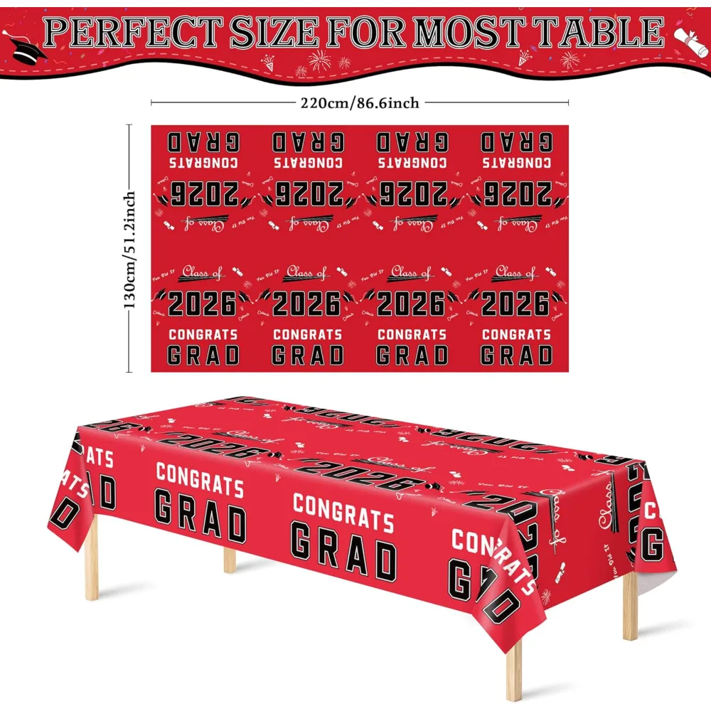 Graduation Party Decorations 2026 2027- Plastic Red, view 2