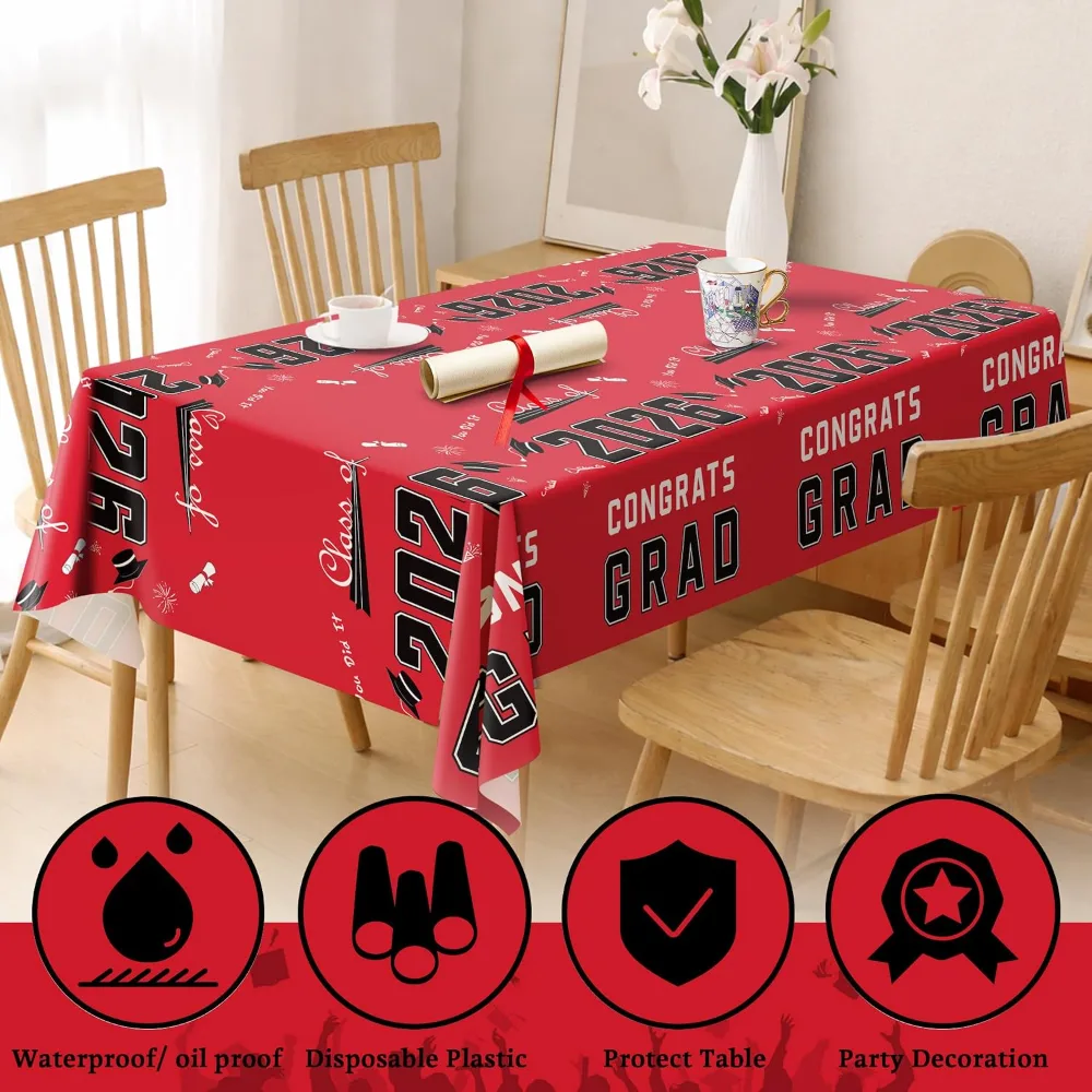 Graduation Party Decorations 2026 2027- Plastic Red, view 4