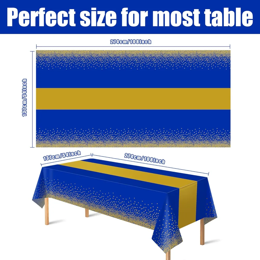 Graduation Tablecloth with Blue and Gold Tablecloth, view 3