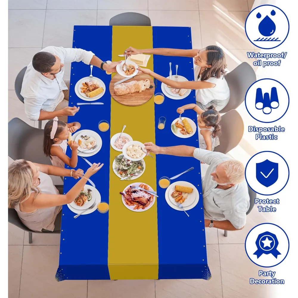 Graduation Tablecloth with Blue and Gold Tablecloth, view 4