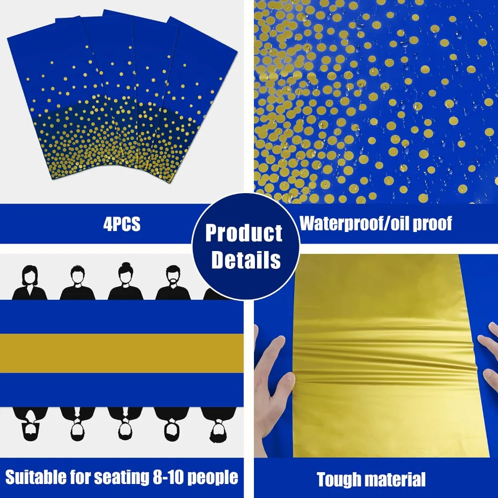 Graduation Tablecloth with Blue and Gold Tablecloth, view 5