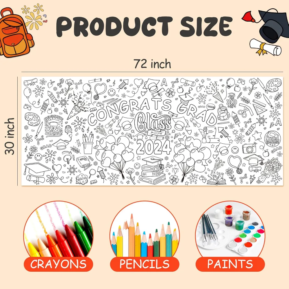 Graduation Tablecloth with Coloring Poster/Tablecloth, view 4