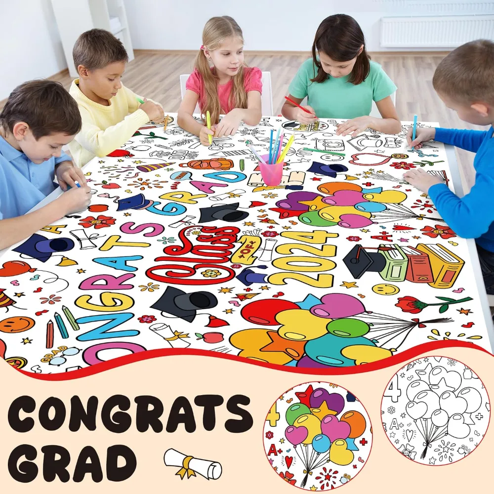 Graduation Tablecloth with Coloring Poster/Tablecloth, view 6