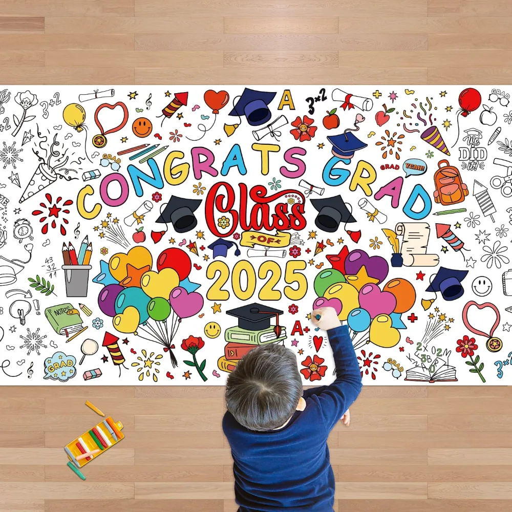 Graduation Tablecloth with Coloring Poster/Tablecloth