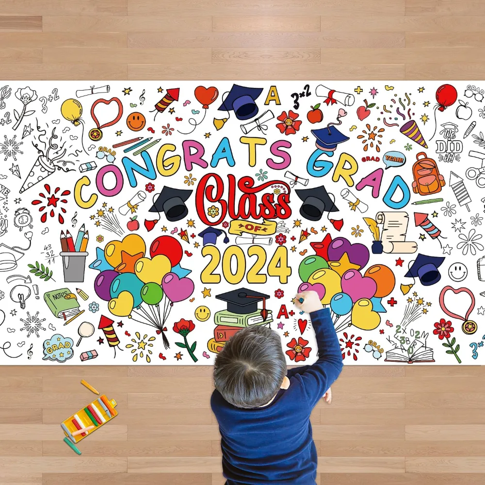 Graduation with Back to School Giant Coloring Poster, view 2