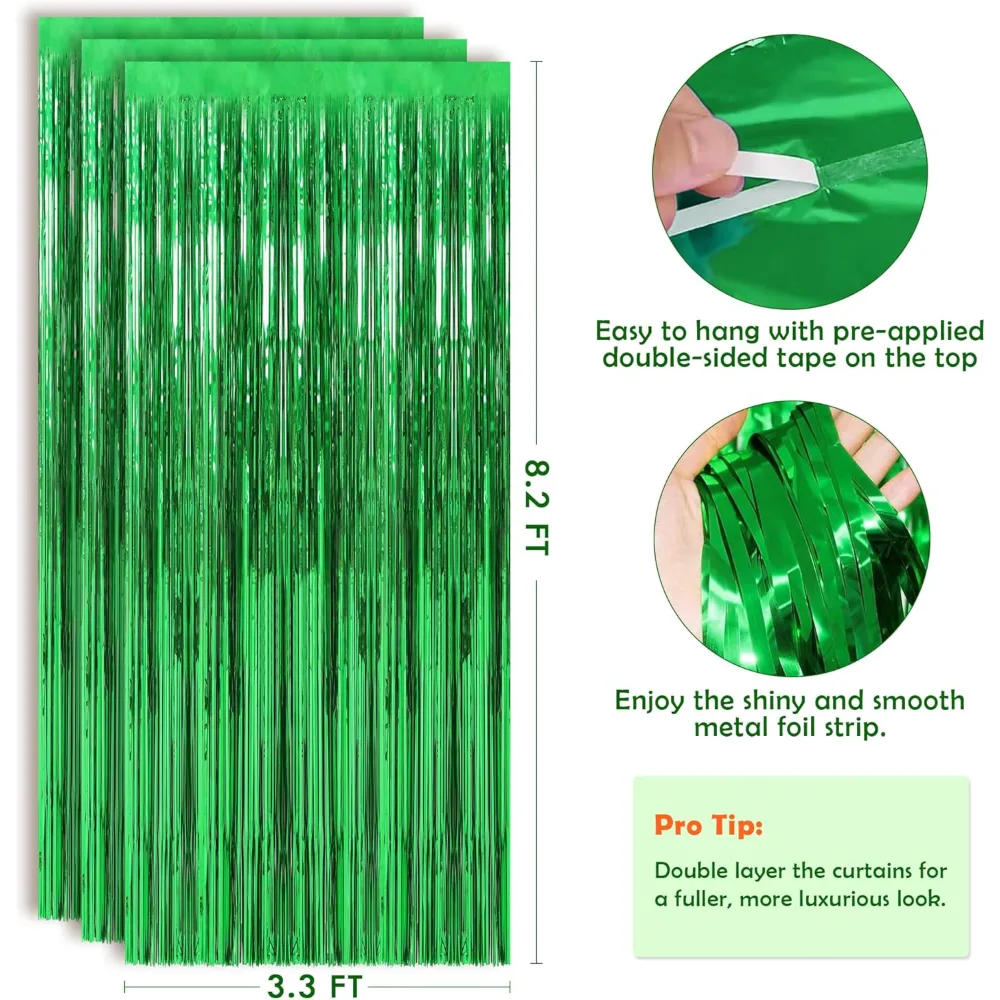 Green Tinsel Backdrop Curtains, view 3