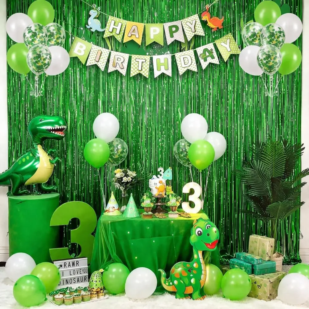 Green Tinsel Backdrop Curtains, view 6