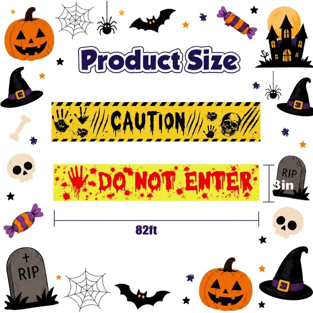 Halloween Decorations 2PCS Fright Tape for Halloween Party, view 2
