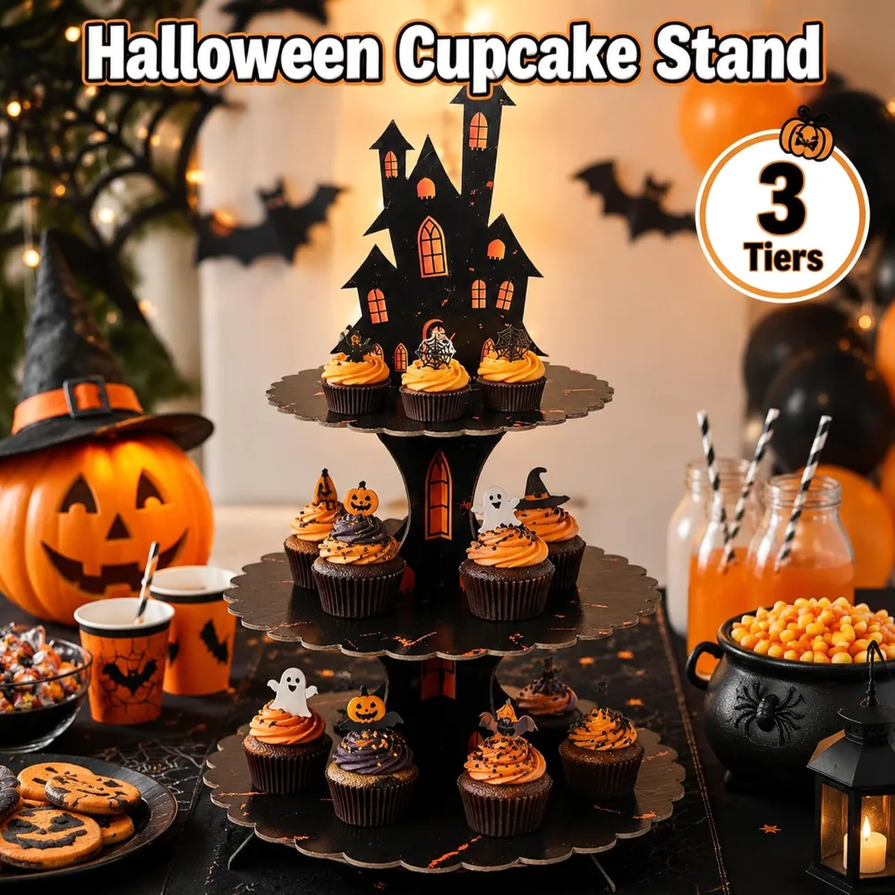 Halloween Decorations 3 Tier Cupcake Stand for Halloween, view 2