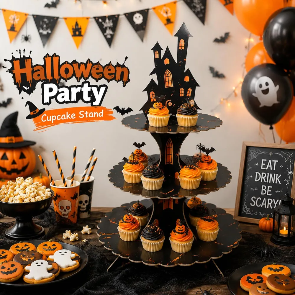 Halloween Decorations 3 Tier Cupcake Stand for Halloween, view 3