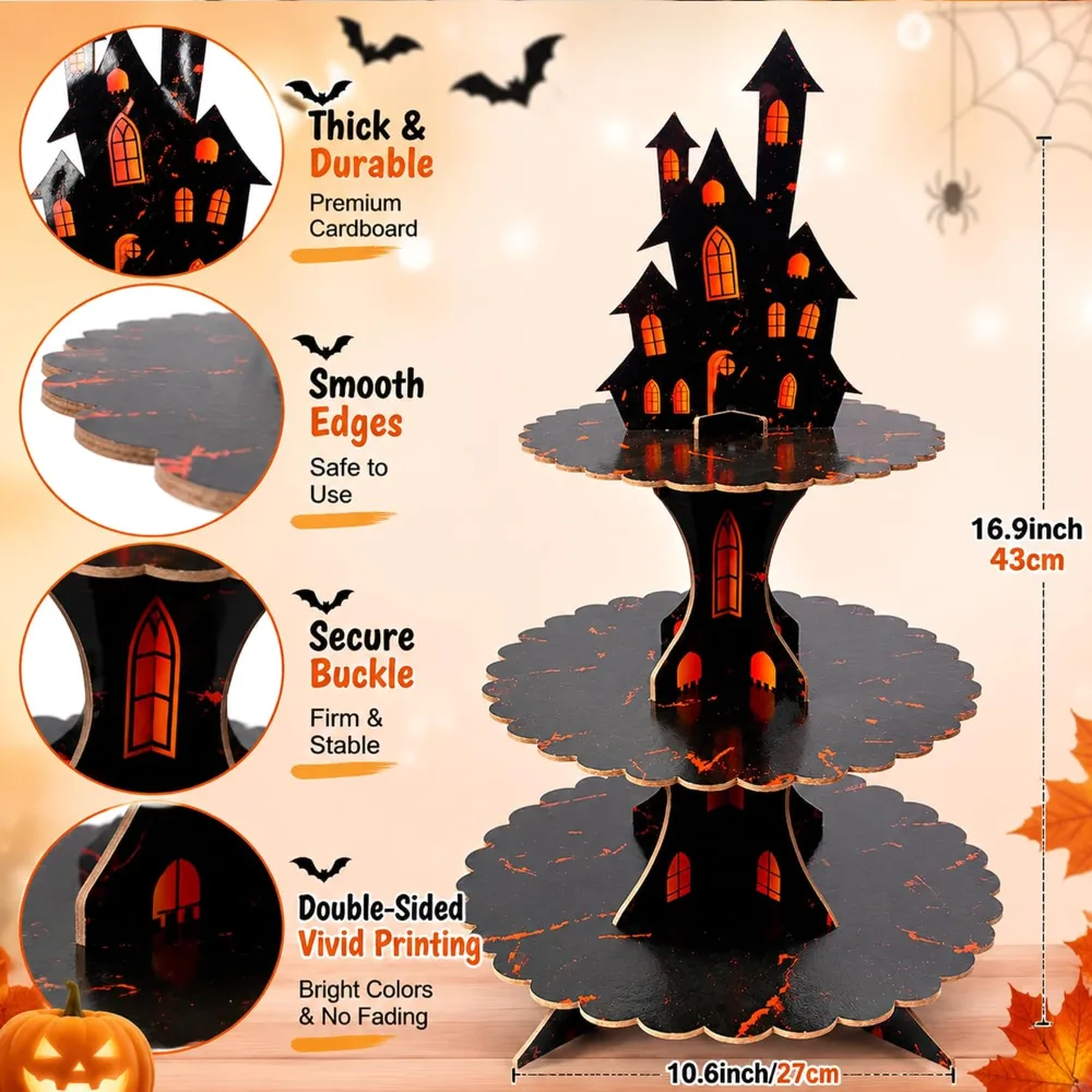 Halloween Decorations 3 Tier Cupcake Stand for Halloween, view 4