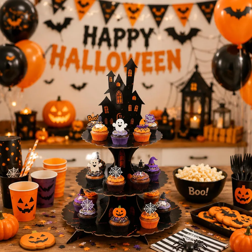 Halloween Decorations 3 Tier Cupcake Stand for Halloween, view 5