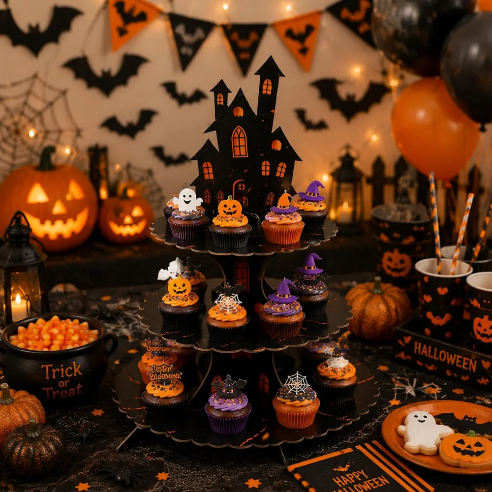 Halloween Decorations 3 Tier Cupcake Stand for Halloween, view 6