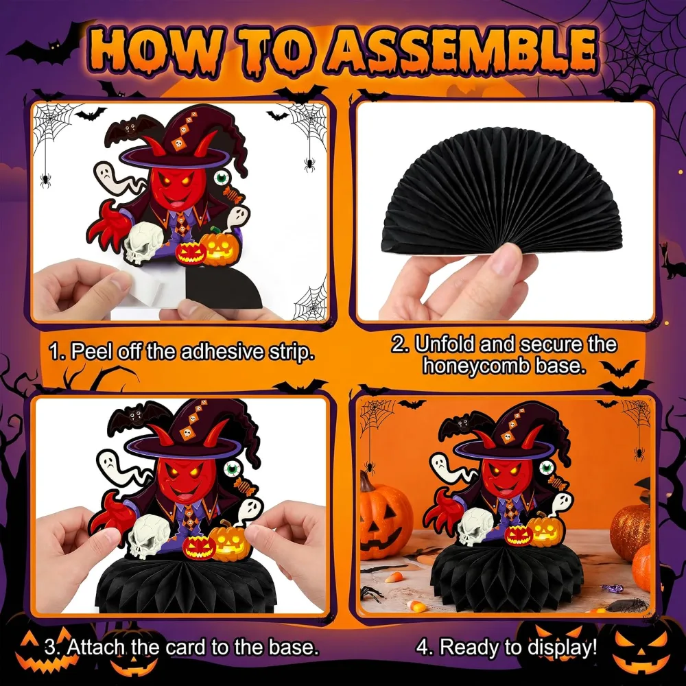 Halloween Decorations 9 PCS Pumpkin Witch Halloween Honeycomb, view 3