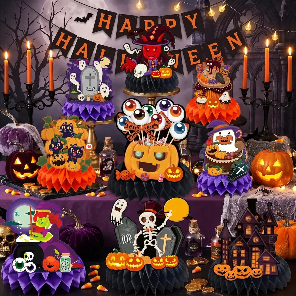 Halloween Decorations 9 PCS Pumpkin Witch Halloween Honeycomb, view 5