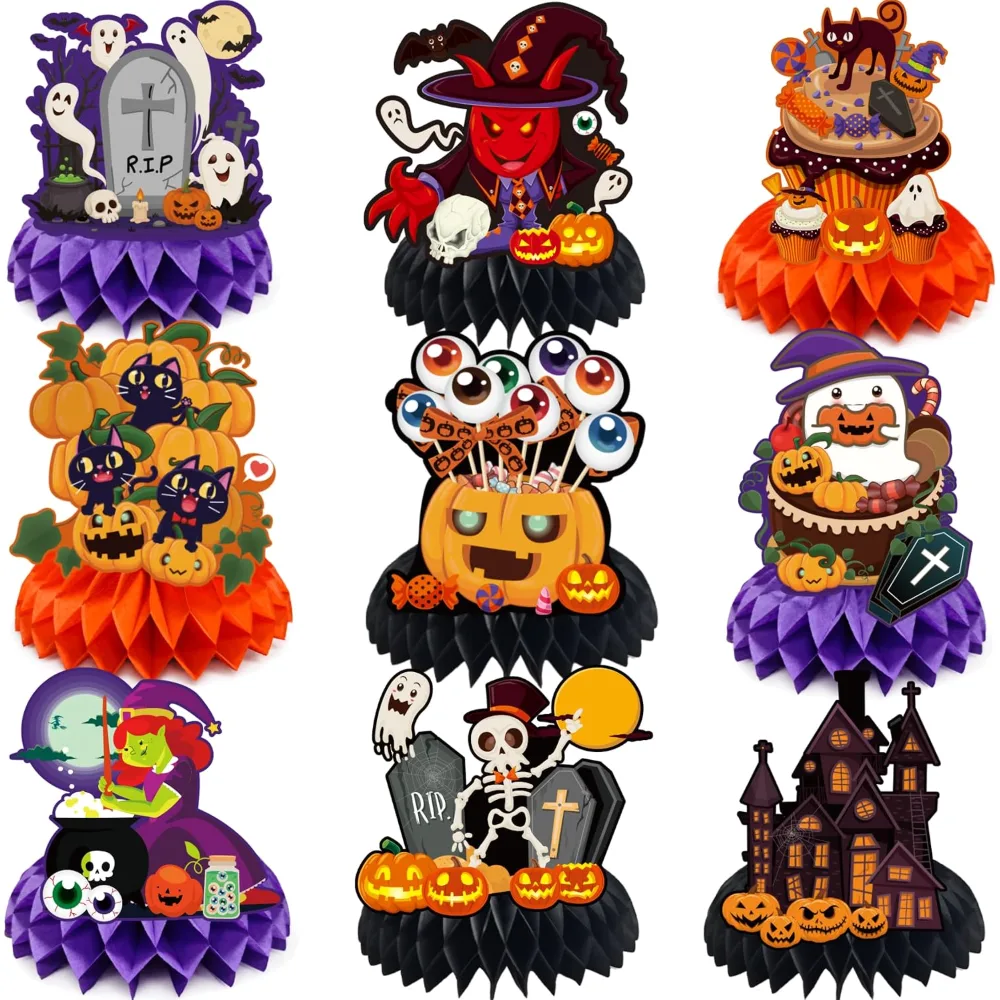 Halloween Decorations 9 PCS Pumpkin Witch Halloween Honeycomb